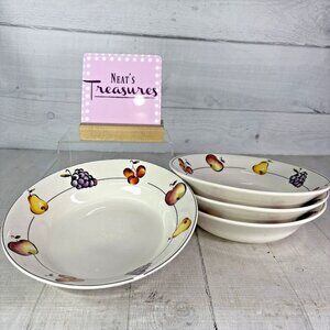 Casual Settings Majesticware FRUIT PIE Various Stoneware Soup Pasta Bowls  Set 4